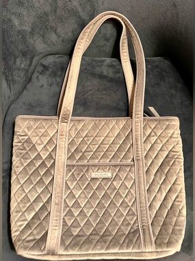 Vera Bradley Gray Quilted Velvet Handbag